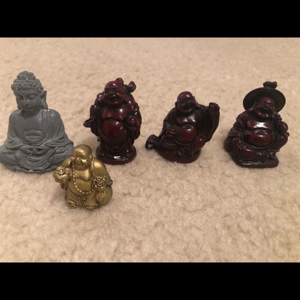 (5) Mini Buddas (mixed materials and various colors)